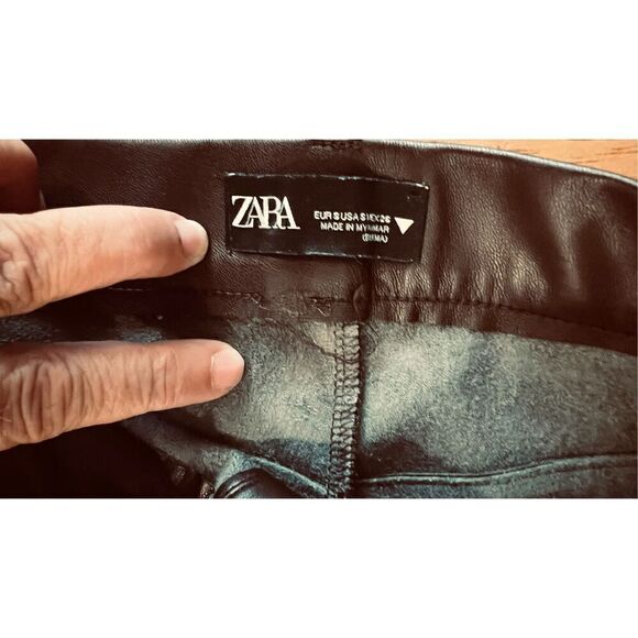 ZARA BROWN FAUX LEATHER WOMENS PANTS SIZE S - Picture 12 of 13